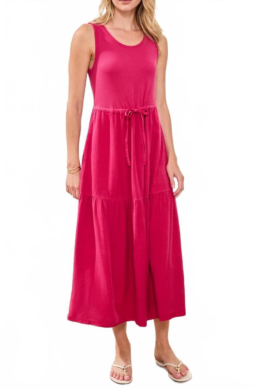 NEW TRIBAL mixmedia sleeveless boatneck dress in gardenia